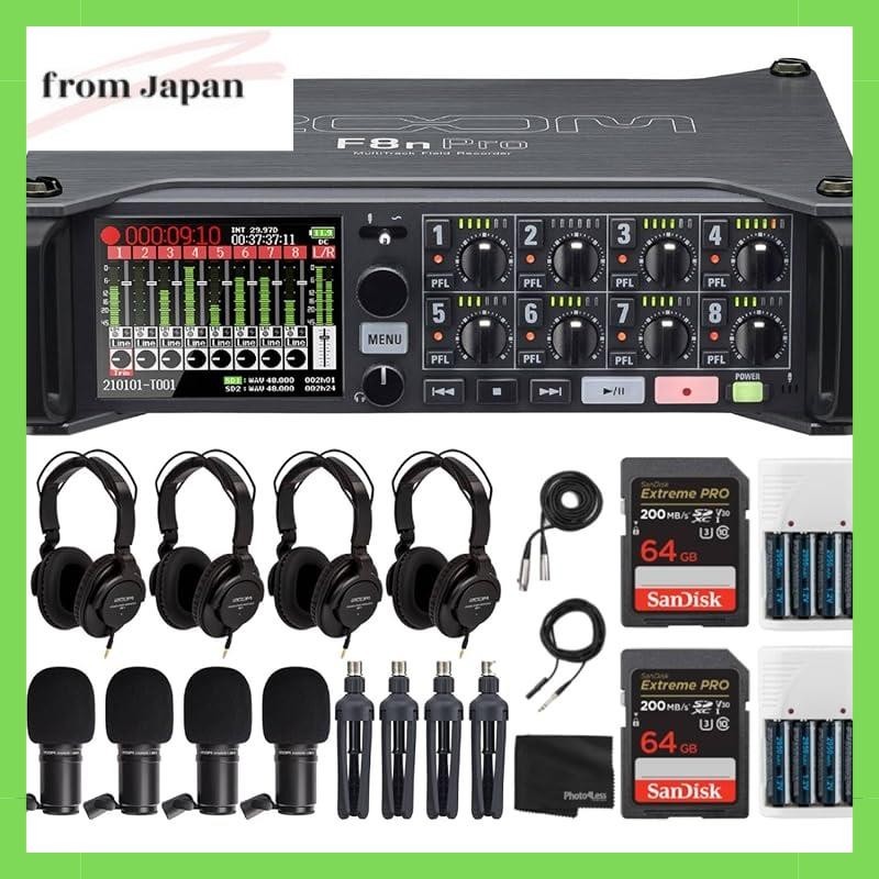 Zoom F8N Pro Multi-Track Field Recorder Bundle 4X Zoom Zdm-1 Podcast Mic Pack
