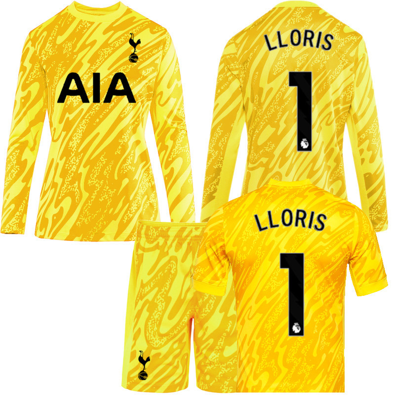 2425 ผู้รักษาประตูสวมเสื้อ Lloris No. 1เสื้อบอลสเปอร์ส สีเหลืองแขนยาวแขนสั้นชุด จับคู่ชุดวอร์ม
