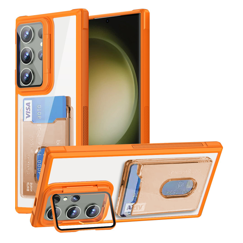 SAMSUNG หรูหรากระเป๋าที่มองไม่เห็นวงเล็บอะคริลิโปร่งใสเคสโทรศัพท์สําหรับsamsung S24 S23 S21 S20 FE S23 Ultra Plus A55 A35 A25 A15 A14 A34 ถุงลมนิรภัยAnti-Dropกันชนฮาร์ดปกหลัง