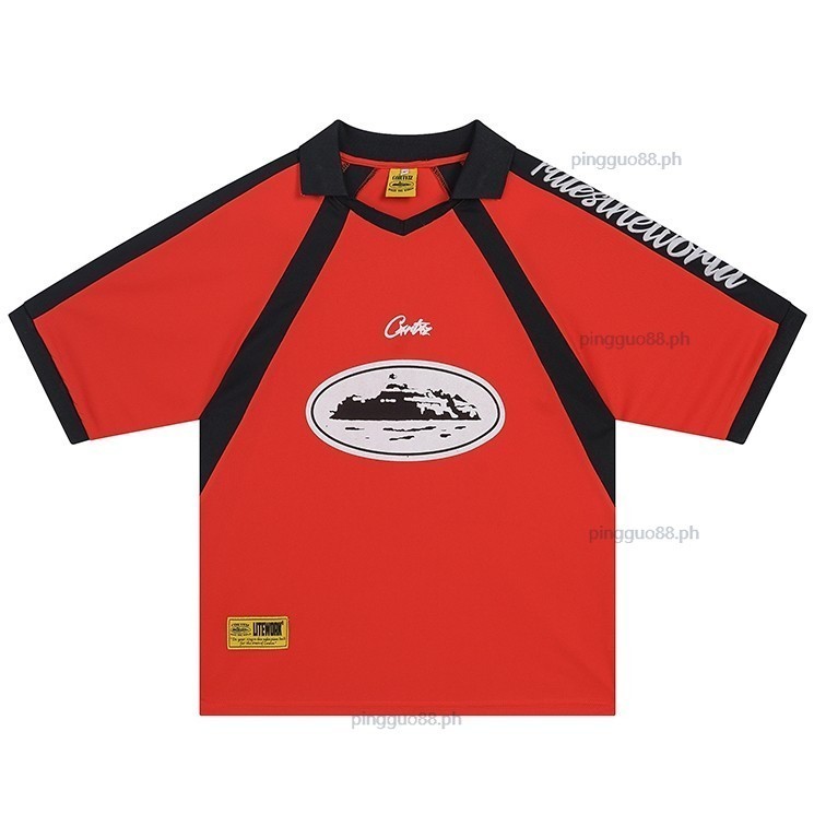 C0rteiz patchwork เสื้อกีฬาแขนสั้น retro หลวม street อเนกประสงค์เสื้อยืดผู้ผลิตขายส่ง