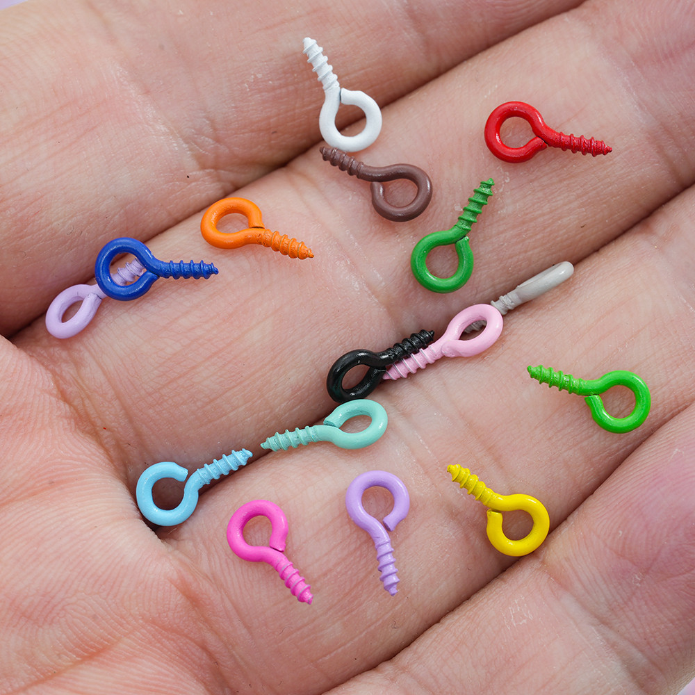 100 ชิ้นที่มีสีสันสกรูตา Tiny Mini Eye Pins Eyepins Hook ตาไก่สกรูสําหรับ DIY เครื่องประดับจี้ทําอุปกรณ์อุปกรณ์เสริม