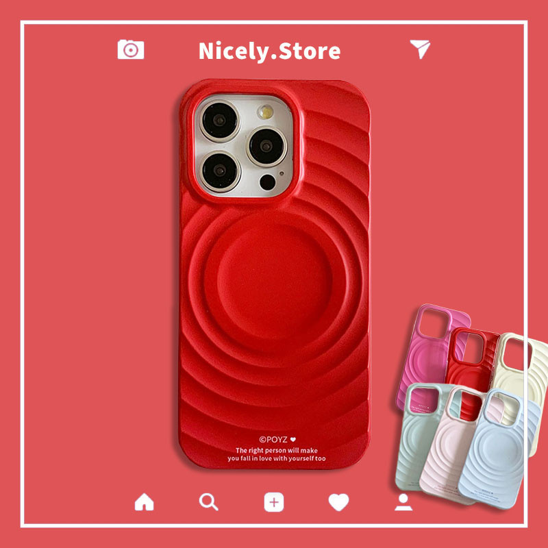 พรีเมี่ยมระลอกน้ําสีแดงแม่เหล็กชาร์จไร้สายเคสโทรศัพท์เข้ากันได้สําหรับ ไอโฟน 16 17 15 14 13 12 มือโปร สูงสุด 13โปรแม็กซ์ ไอโฟน15ช็อกทน ทีพียู + พีซี ปลอกมือถ