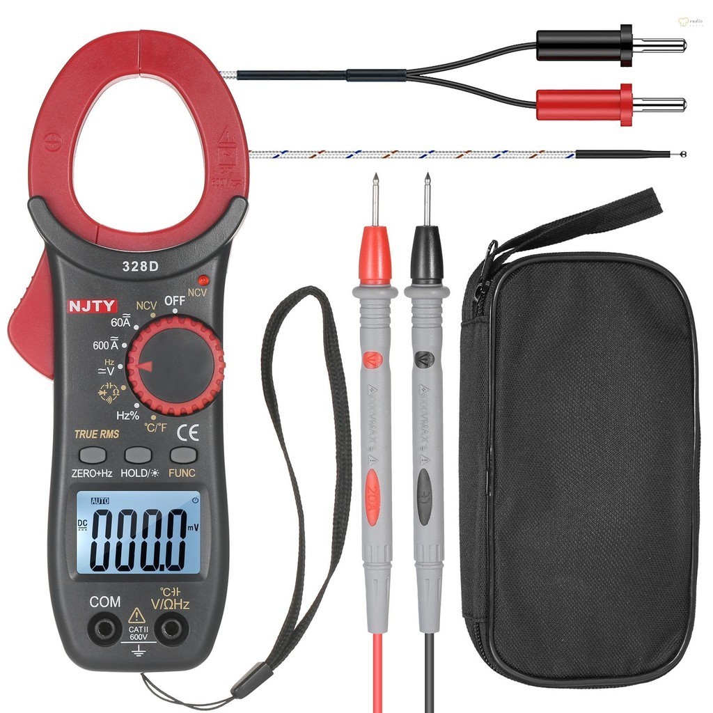 Njty 328D 600A AC Clamp Meter ช่วงอัตโนมัติ 6000 นับ 1.6 นิ้ว LCD Digital AC True RMS NCV Clamp ประเ