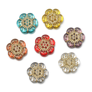 ลูกปัดดอกไม้อะคริลิค 20-50ชิ้น ขนาด4x12x13มม. สีทองRetro สำห…