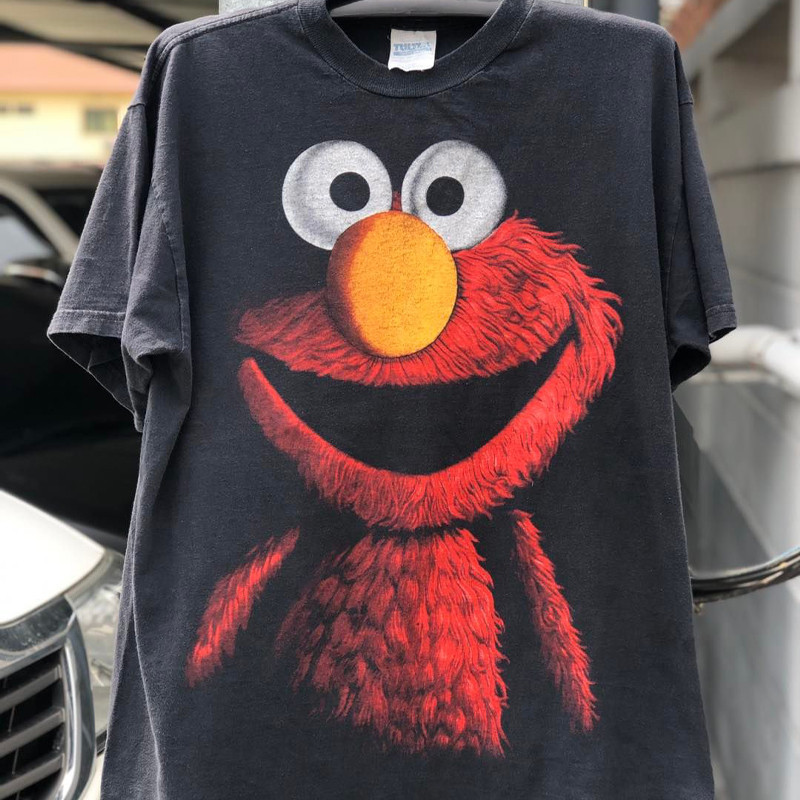 Bomba STUDIO Sesame Street การ์ตูน Retro Sense Trend บุคลิกภาพเสื้อยืดแขนสั้นผู้ชายและผู้หญิง