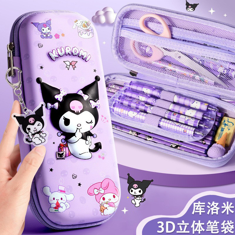 Sanrio Kuromi กล่องดินสอ ซานริโอ คุโรมิ ความจุขนาดใหญ่กล่องเครื่องเขียนมูลค่าสูงนักเรียนสาวการ์ตูนน่