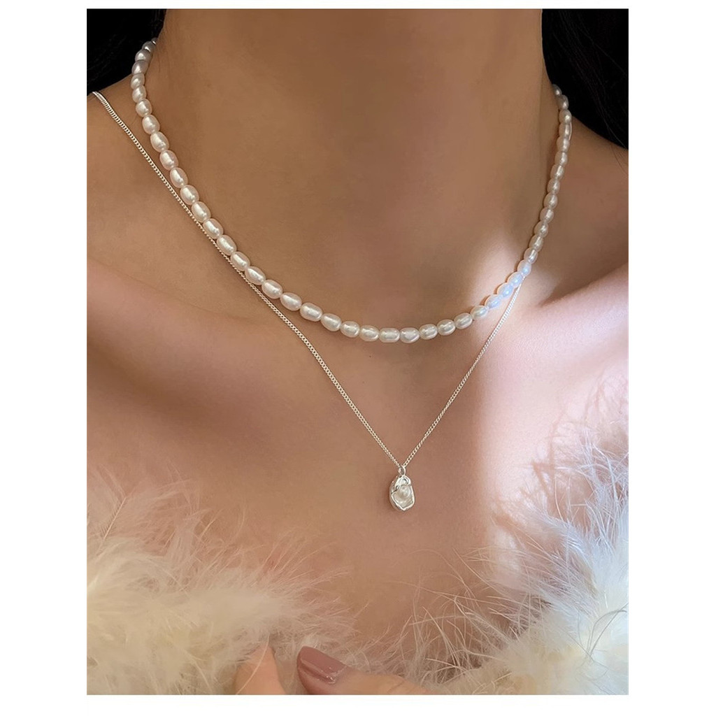 S925 เงินสเตอร์ลิงไข่มุกน้ําจืดธรรมชาติ Mini Pod สร้อยคอสําหรับผู้หญิง Simple Elegant Choker