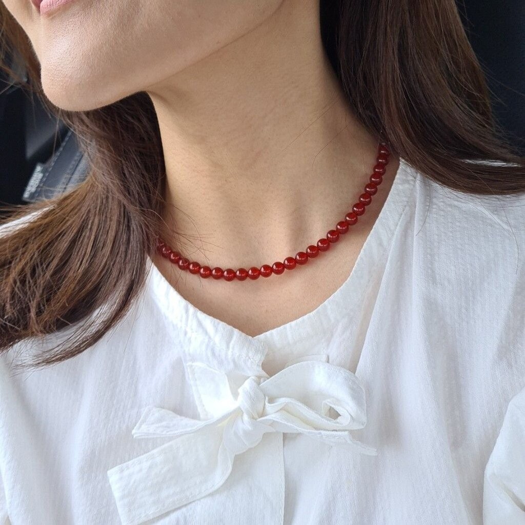 (WELRY.acc) พร้อมส่ง สร้อยคอหินสีแดง รุ่น Rouge