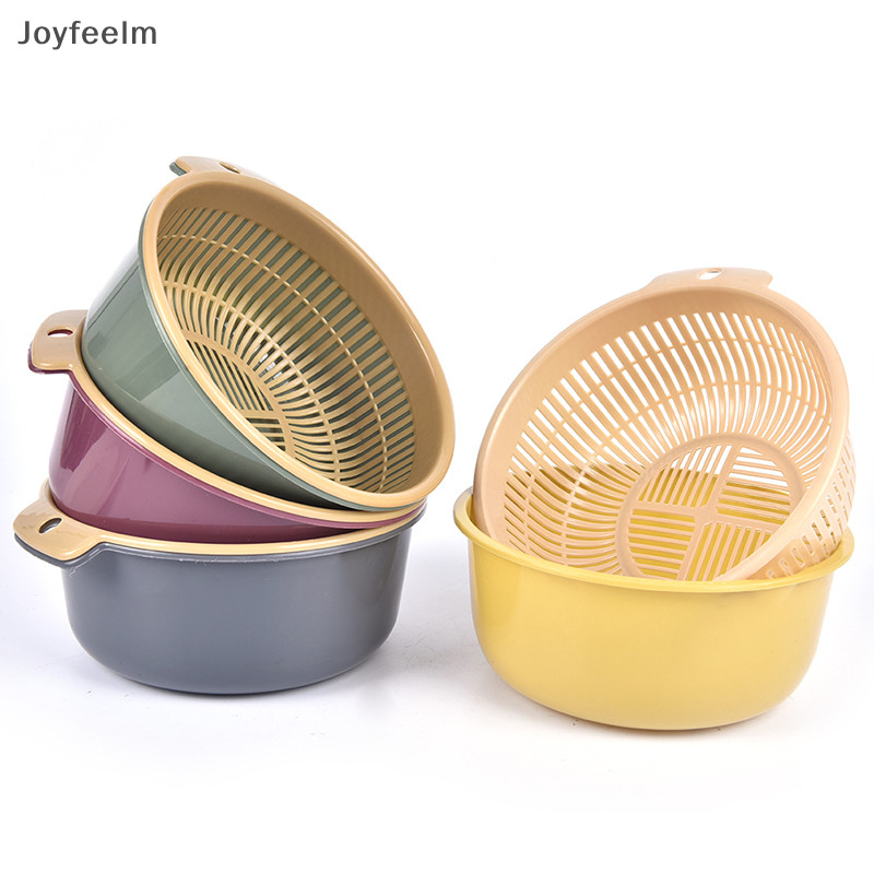 Yfe ตะกร้าซักผ้าทําความสะอาดผักและผลไม้กลวงสองชั้นแบบพกพา N