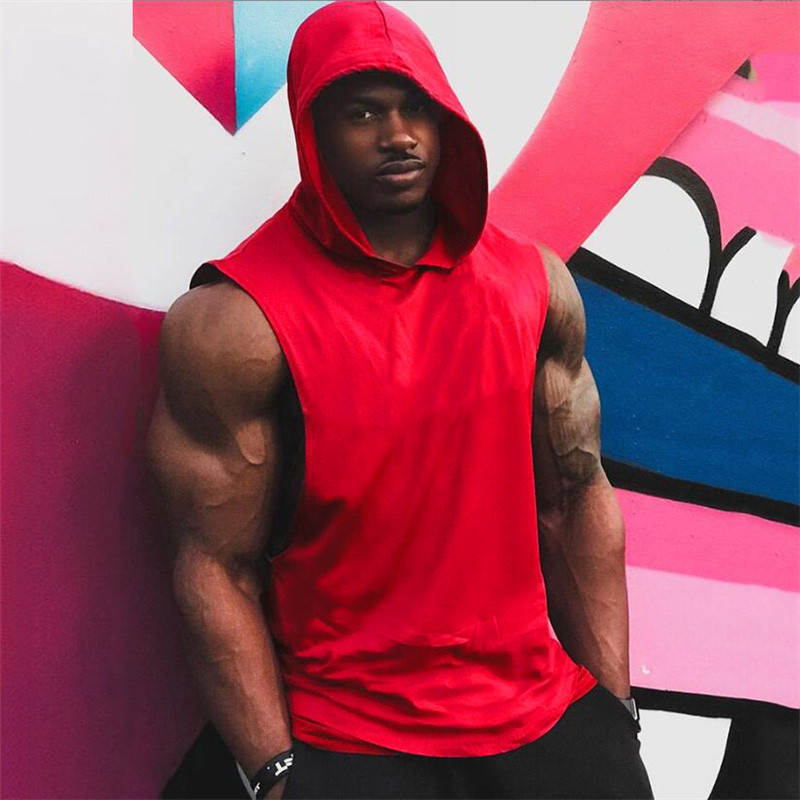 ใหม่ออกกําลังกายhooded Tank Tops Keep Fit Gym Mensสวมใส่ฟิตเนสกีฬาCotsเสื้อผ้าHoodieแฟชั่นผ้าฝ้ายแขนกุดCoolเสื้อกั๊ก - รูปที่ 6