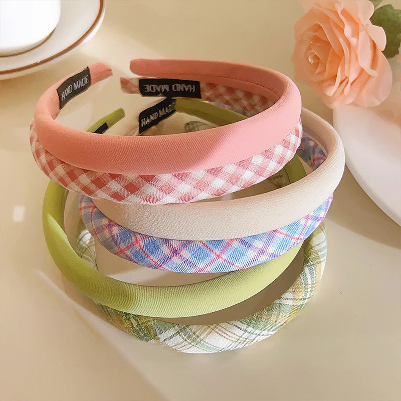 ฝรั่งเศสน่ารักแถบคาดศีรษะลายสก๊อตหวานอ่อนโยนอเนกประสงค์คาดศีรษะสาวแฟชั่นอุปกรณ์ผม