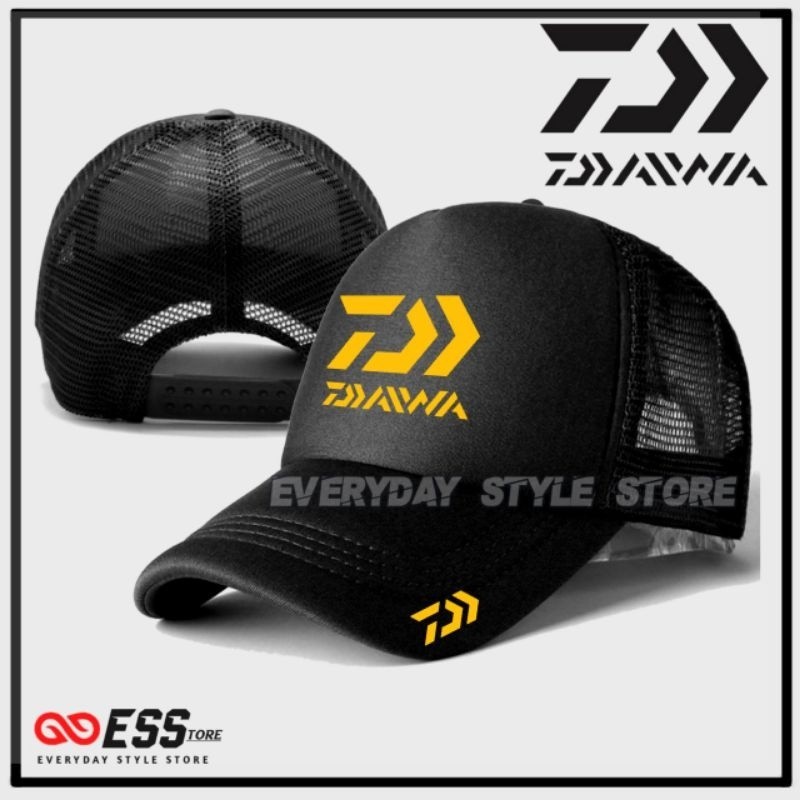 Daiwa Trucker หมวกตาข่ายหมวกตกปลาโลโก้เรียบง่ายหลากสีระดับไฮเอนด์