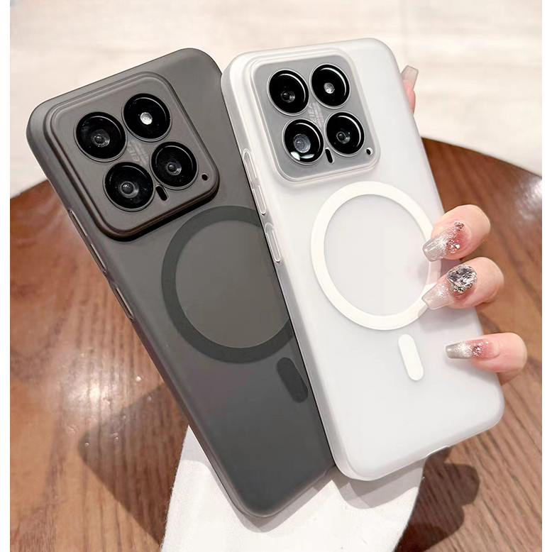 Matt Light and Thin Magnetic Charging Hard เคส Xiaomi 14 Pro เคสโทรศัพท์ Mi14 Ultra Phone Cover With Lens Protect Film.