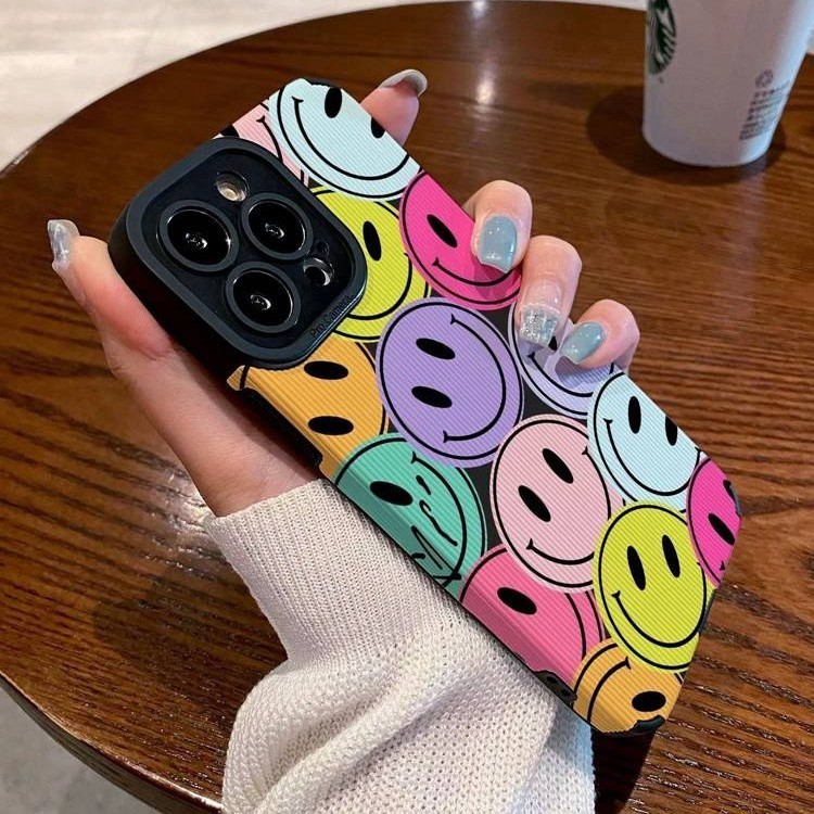 แฟชั่นเต็มรูปแบบสีสันยิ้ม Faces Soft Silicon Case HP สําหรับ Samsung Galaxy A03 A14 A54 A21S A12 A50S A30S A20 A30 A32 A22S A52S A72 A10S A33 A31 A53 A31 A31 A31 A73 A71 4G Stri 5G