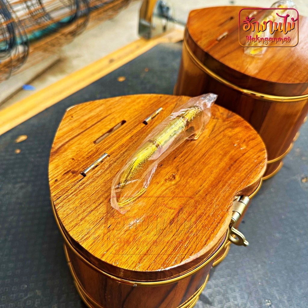 HNGM กระปุกออมสินไม้สัก ทรงหัวใจไม้สัก ราคาส่ง