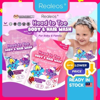 500ML Realeos Head to Toe Body & Hair Wash for Baby and Family Shampoo Bubble Foaming Bath Bathing