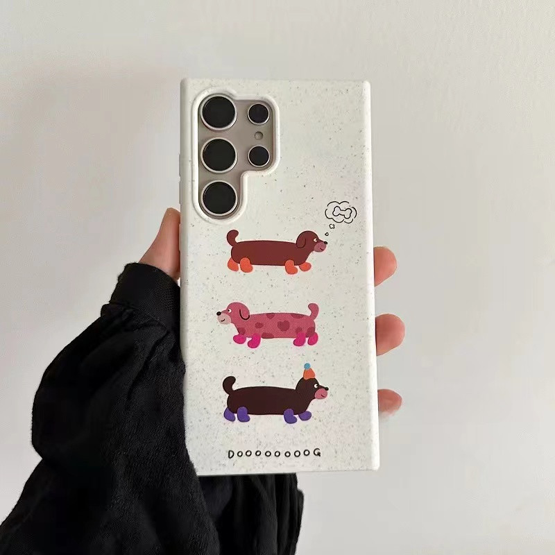 การ์ตูนสุนัขสีขาวปลอกอ่อนสําหรับ Samsung s22 s22plus ultra Case Girly S23 S23Plus s23fe s24 s24plus s24ultra ปกหลัง