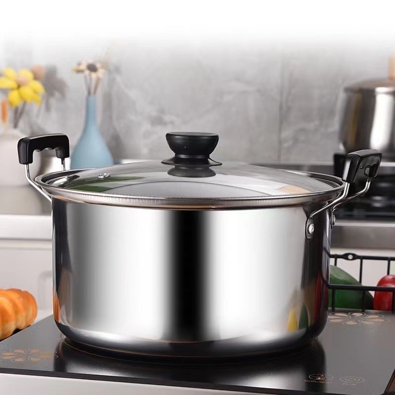 หม้อต้มแกง หม้อต้มอาหาร หม้อสแตนเลส 2 หู หม้อสแตนเลส cooking pot หม้อเคลือบ หม้อด้ามจับ หม้อแกงสแตนเลส หม้อแกง2หู - รูปที่ 2