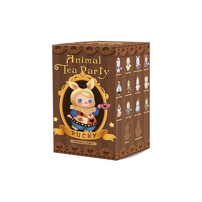 【secret】Popmart Pucky Pucky Pucky Elf Animal Tea Party Series Mystery Box Figure เครื่องประดับอินเทรนด์ของขวัญของเล่นน่ารัก