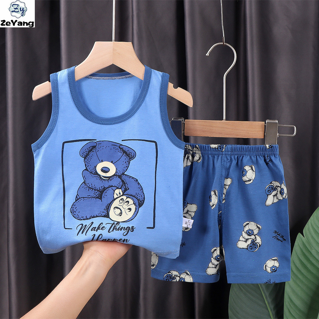 [ซี่] 60-130ชุดเสื้อกั๊กผ้าฝ้ายสำหรับเด็ก