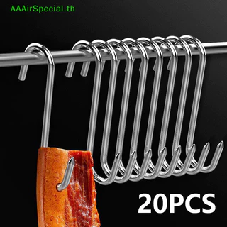 Aaairspecial 20 ชิ้นสแตนเลส S-shaped Hook Butchers เครื่องมือเนื้อ Butcher Huung ไก่บาร์บีคิวหมูไส้กรอกเบคอนย่างตะขอ TH