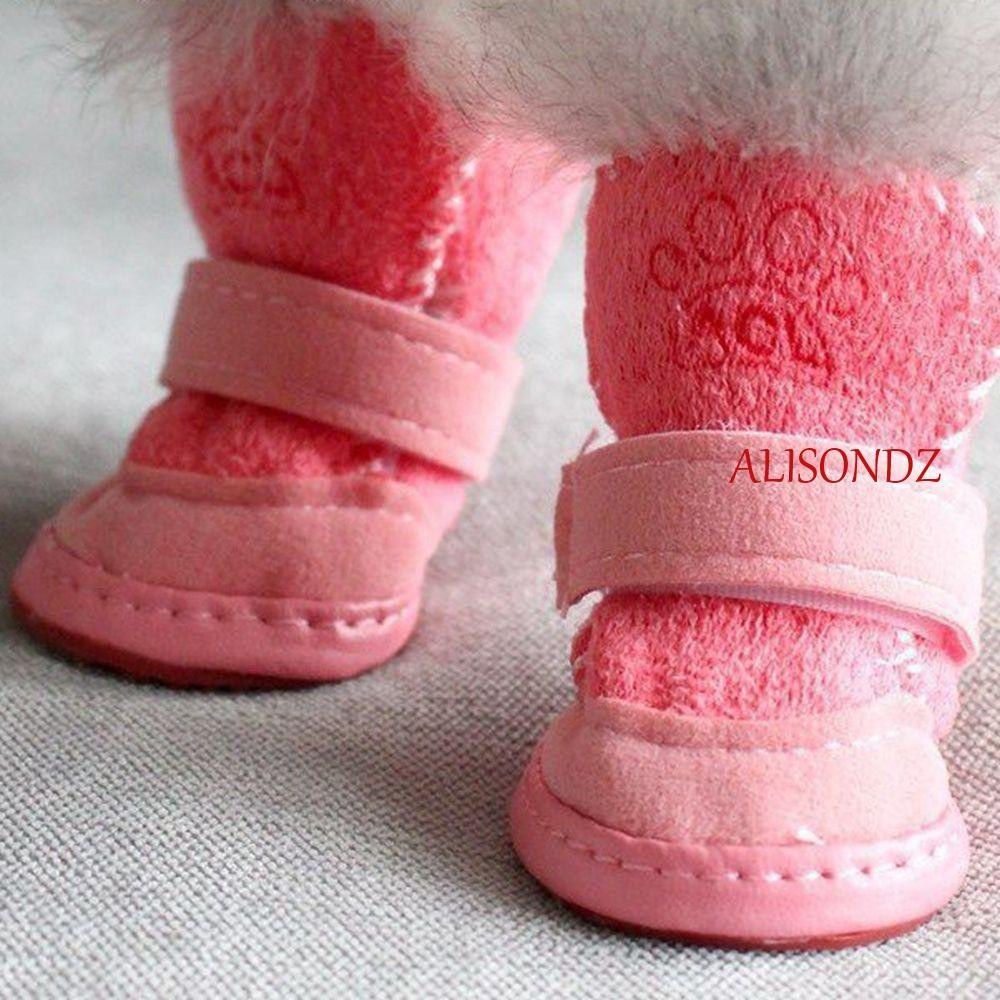Alisondz รองเท้าสัตว์เลี้ยงแฟชั่นสวมใส่ง่ายสําหรับสุนัขขนาดเล็ก, แมวฤดูใบไม้ร่วง, ฤดูหนาวรองเท้าผ้าใบกันลื่นกลางแจ้ง