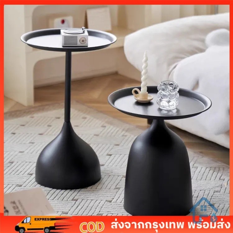 【พร้อมส่ง】โต๊ะมินิมอล โต๊ะกาแฟ โต๊ะข้างเตียงขนาดเล็ก โต๊ะกลางโซฟา สไตล์เรียบง่าย สีดํา/สีขาว