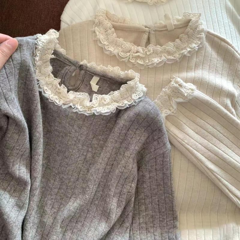 เสื้อผ้าเด็กเกาหลีเกาหลีหญิง จุดต่ําสุด เสื้อฤดูใบไม้ร่วงฤดูหนาวรูปแบบใหม่แฟชั่นเวอร์ชั่นเกาหลีเป็นมิตรกับผิวทุกการแข่งขันเด็กอบอุ่นด้านบนสา