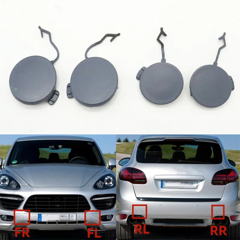 Moto213xi รถด้านหน้าด้านหลังกันชนซ้ายขวา Tow Hook ฝาครอบสําหรับ Porsche Cayenne 2011 2012 2013 2014