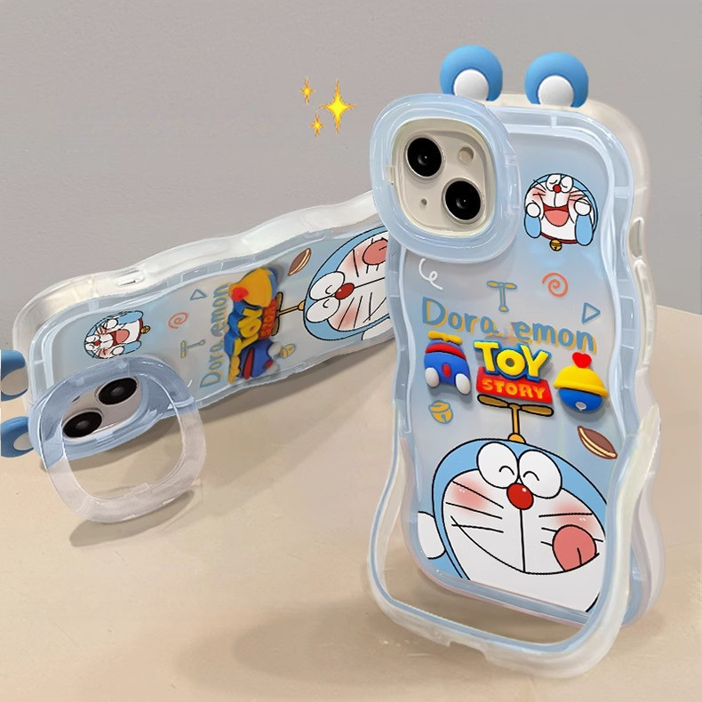 เคสโทรศัพท์มือถือตุ๊กตาโดราเอมอนขาตั้งคู่สำหรับแอปเปิ้ล15 pm/ iphone14/13/12