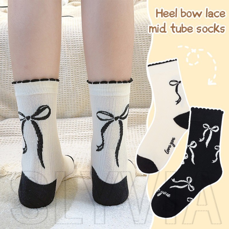 2Pairs Back Heel Bow Stockings - Breathable, Ultra-thin