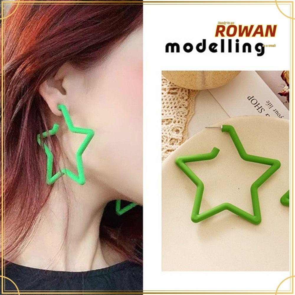 Rowans ต่างหูเรขาคณิตวินเทจผู้หญิงแฟชั่นเรืองแสงสดใส