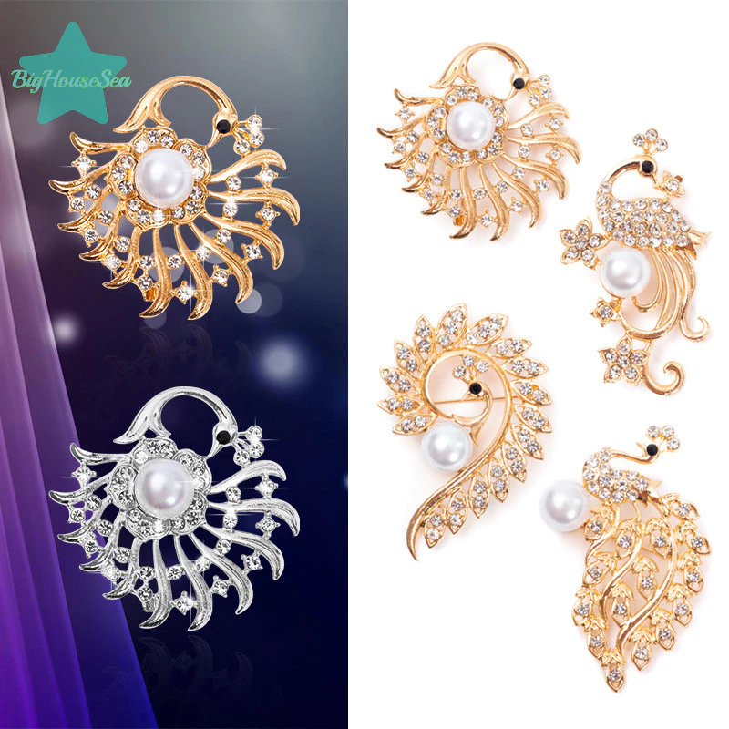 เข็มกลัดนกยูงคริสตัล Rhinestone งานละเอียด แฟชั่น thumbnail 7