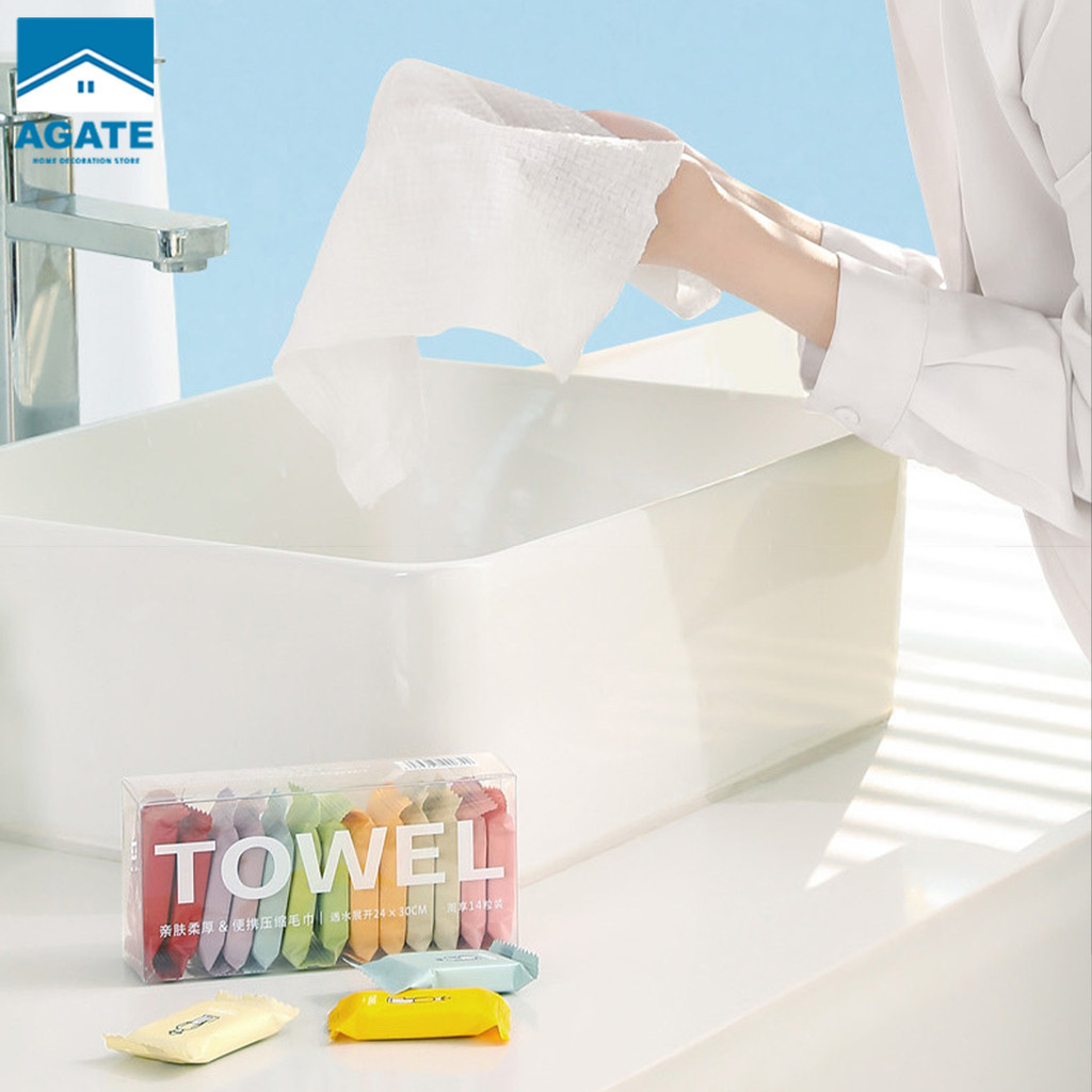 ผ้าขนหนูอัดเม็ด ผ้าพกพา 24x30cm ทิชชู่อัดเม็ด ผ้าอเนกประสงค์ แบบใช้แล้วทิ้ง เหมาะสำหรับพกพา