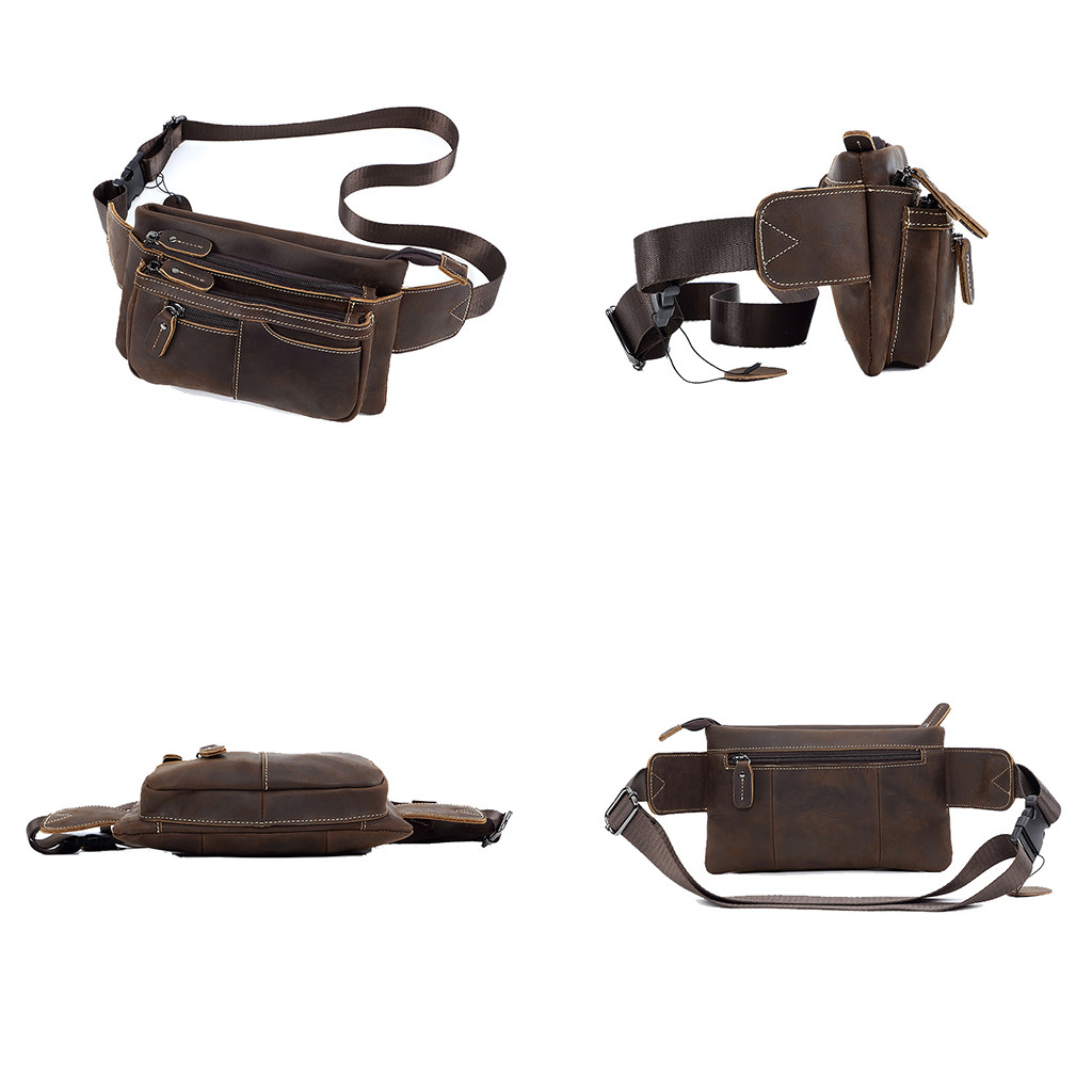 Sunwish No.M409 Luxury Real Leather Crazy Horse Cow Leather Men Chest Bag กระเป๋าคาดเอว