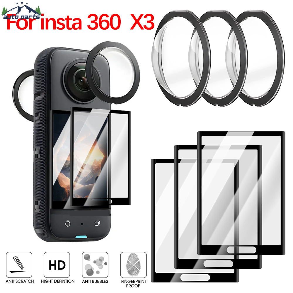 สําหรับ อินสตาแกรม360 X3 - การ์ดกล้องด้านหลังด้านหน้า - ป้องกันรอยขีดข่วน, กันกระแทก, กันฝุ่น - ฟิล์มป้องกันความคุ้มครองเต็มรูปแบบ - ฟิล์มเลนส์ใส ความละเอียดสูง - กระจกนิรภัยป้องกันหน้าจอ