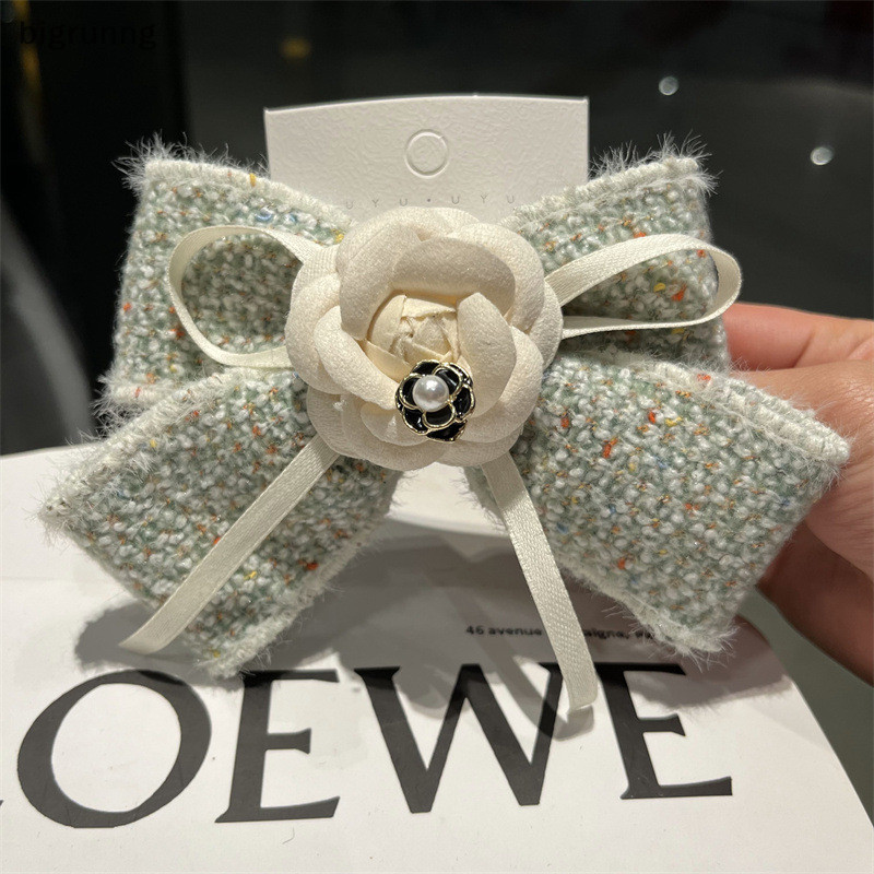 👑👑[ขาวดำ·ไว้ทุกข์]Bigrunng Handmade ผ้า Camellia ดอกไม้โบว์คลิปผม Barrettes Headdress ฤดูใบไม้ผลิคลิปสําหรับผู้หญิงแฟชั่นผมหางม้าอุปกรณ์เสริมผม SG - รูปที่ 6