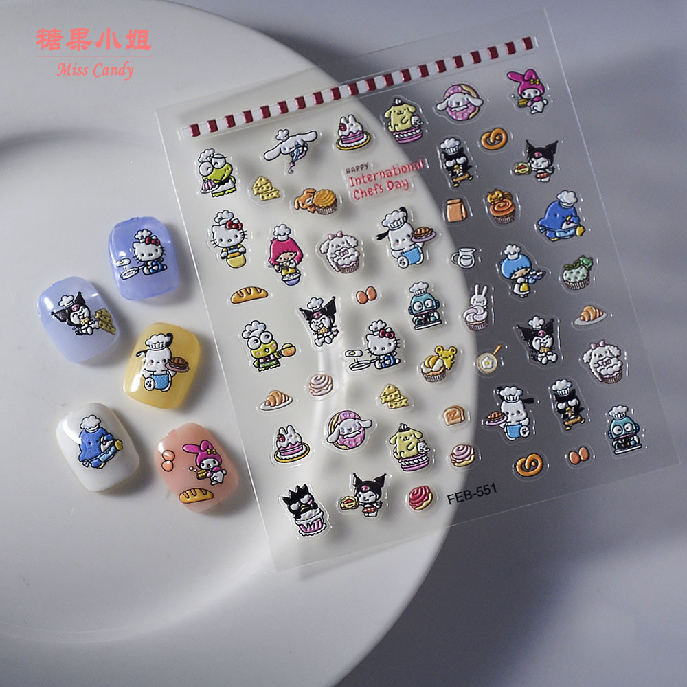 ใหม่น่ารักการ์ตูนสัตว์แต่งเล็บสติ๊กเกอร์หวานนูนเล็บสติ๊กเกอร์คอลเลกชัน