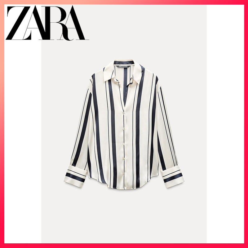 ZARA ซาร่า สินค้าใหม่เสื้อผ้าผู้หญิงเสื้อเชิ้ตผ้าซาตินพื้นผิวผ้าม่าน