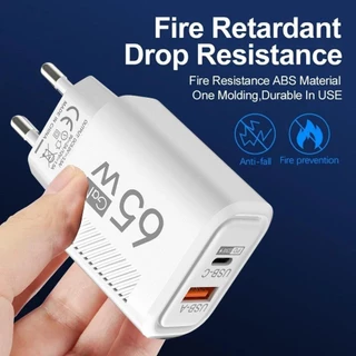 LEMONTREAL อะแดปเตอร์ชาร์จโทรศัพท์, PD Type C EU/US 65W GaN ปลั๊กชาร์จ, อุปกรณ์เสริม Fast Charging USB A + C USB C Charger สําหรับ //