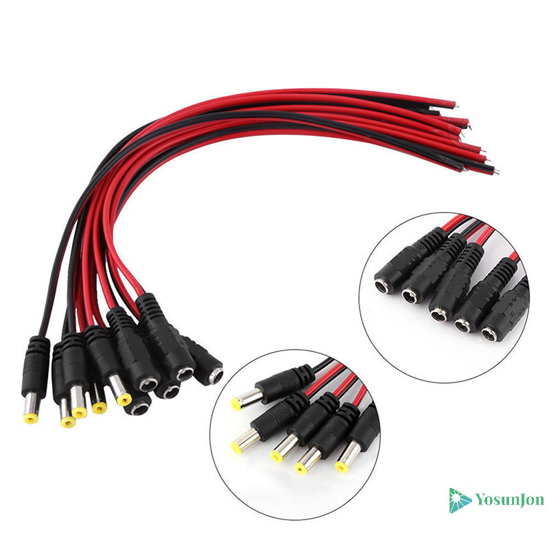 Yosunjon] 10 ชิ้น 5.5x2.1 มิลลิเมตรชาย + หญิง DC Power Socket Jack Plug Connector สาย 12 โวลต์ใหม่