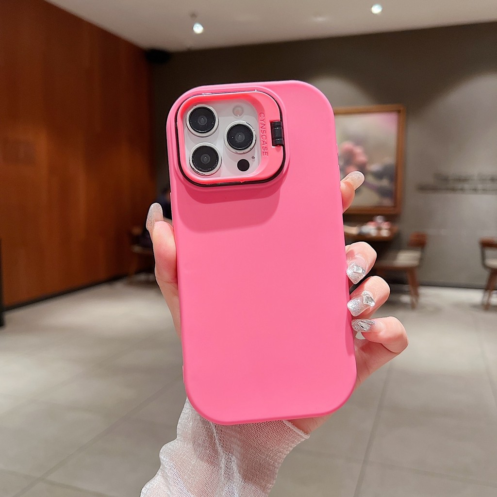แบบใหม่ เคส ตั้งได้ สำหรับ iPhone 16 pro max 11 12 13 14 15 12PM 13PM 14PM 15PM ProMax Plus 046 สีพาสเทล ผิวด้าน