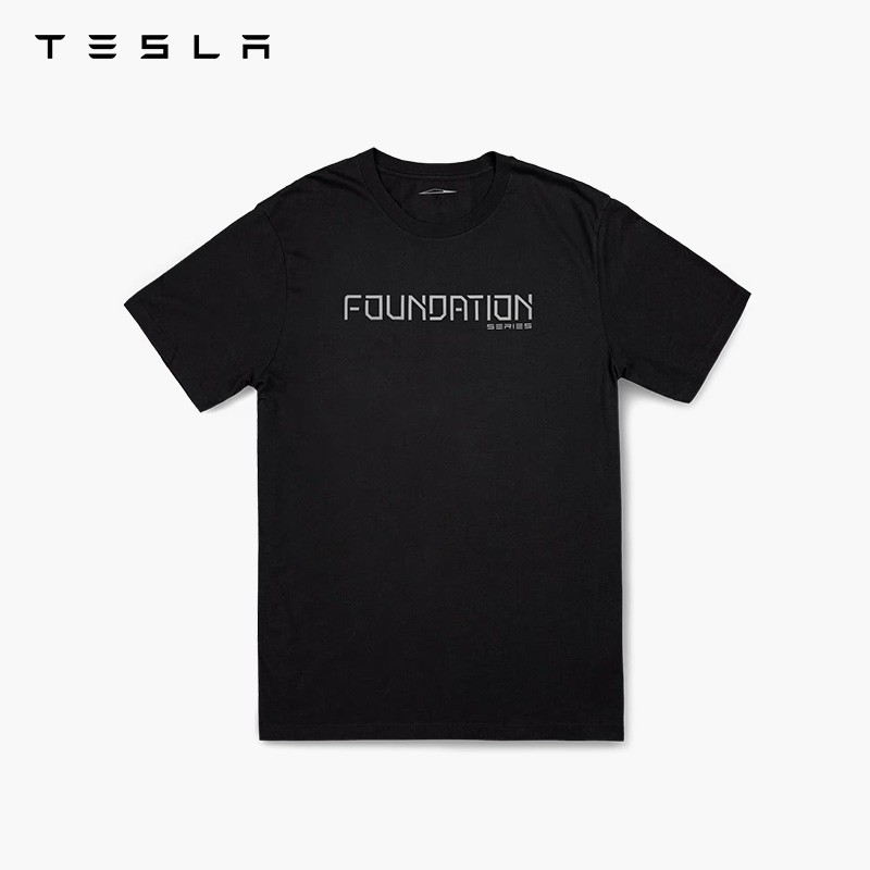 Tesla/tesla Foundation Series เสื้อยืดแขนสั้นพิมพ์ลายเรียบง่ายผู้ชาย