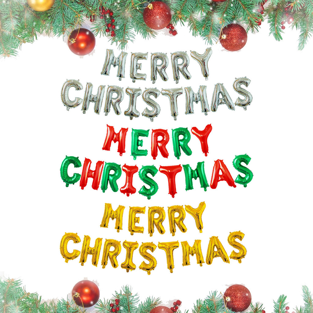 16 นิ้ว Merry Christmas ฟอยล์บอลลูนฉากหลังตกแต่งแขวนตัวอักษร Air Globos Xmas เครื่องประดับ Party เด็กของขวัญ