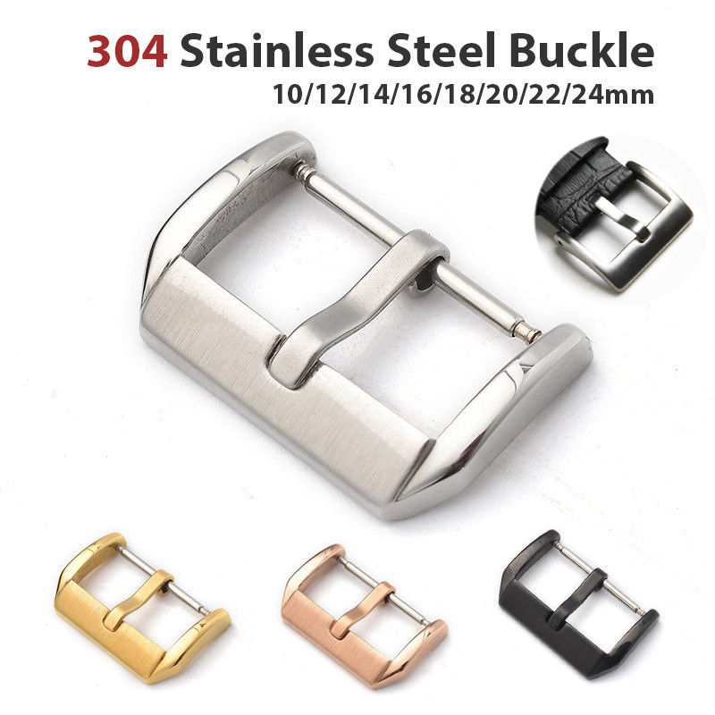 304 สแตนเลสสตีลขาหัวเข็มขัด 10/12/14/16/18/20/22/24 มม.โลหะจับมือสําหรับหนังซิลิโคนสายนาฬิกาข้อมือปุ่มเคลือบแข็ง