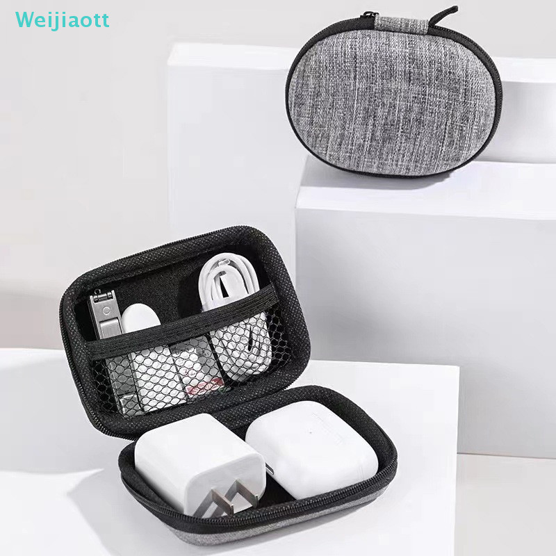 Weijiaott Mini แบบพกพา EVA กระเป๋าเก็บกระเป๋าซิปกระเป๋าหูฟังสําหรับ Airpod หูฟัง/โทรศัพท์/สายชาร์จอุปกรณ์เสริม AO