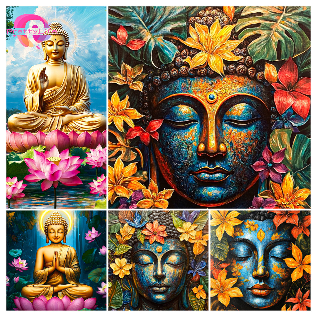 Pm ศาสนาพระพุทธรูป DIY ภาพวาดหินเพชรภาพวาดตกแต่งบ้าน30x40ซม.