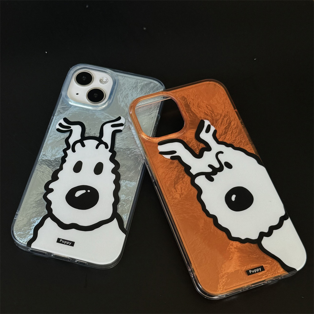 Huiwanju ins ลูกสุนัขคู่ตลกสําหรับ iPhone15 เคสโทรศัพท์มือถือ Apple 14 ใหม่ 13 ผู้หญิง 12 น้ํา 15pro สูงสุด
