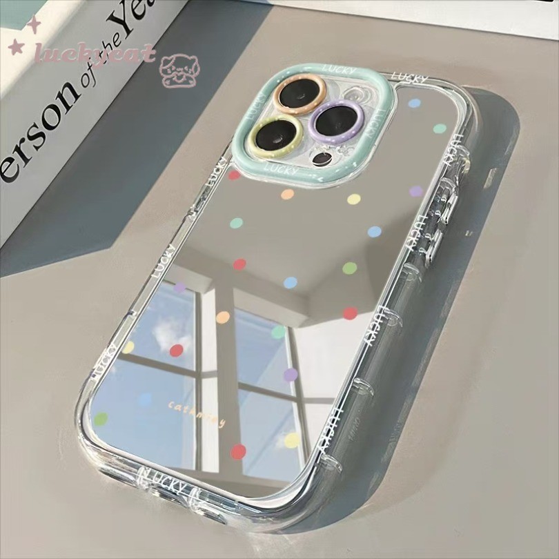 Iphone 15 14 13 12 11 Pro Max X Xr Xs Max 7 8 Plusเคสโทรศัพท์Insสดจุดที่เรียบง่ายกระจกฝาครอบโทรศัพท์นุ่มใส