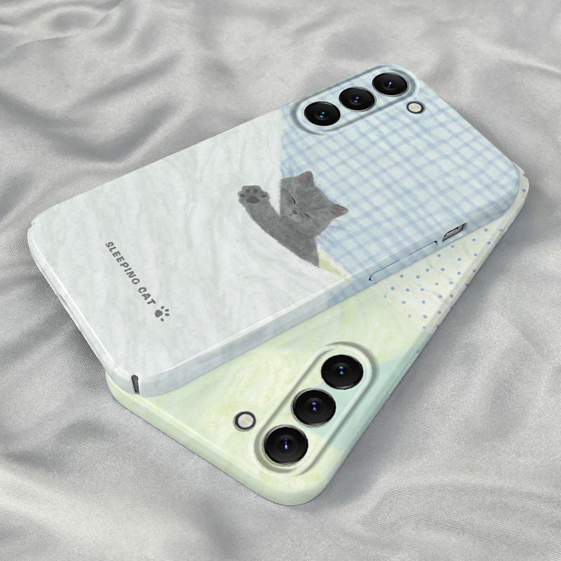 Art Healing ภาพวาดสีน้ํามัน Sleeping Kitty น่ารัก Samsung เคสโทรศัพท์ใช้งานร่วมกับ A12 A13 M12 A54 5